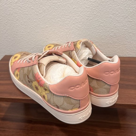 coach Clip Low Top Sneaker In Signature Canvas With Floral Print  ci797 - Picture 2 of 7
